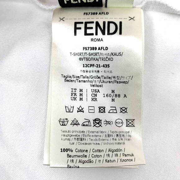 Fendi White Cotton Logo Pocket T-Shirt M Round Neck Short Sleeve Made In Italy 1 - Picture 5 of 8